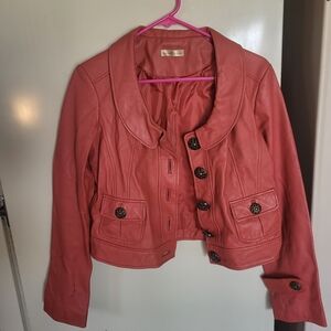 Burnt Orange 100% leather Wilson leather Jacket with amazing buttons